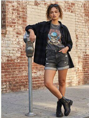 BLANKNYC The Barrow Distressed High Rise Cut Off Jean Shorts Black Size 29
